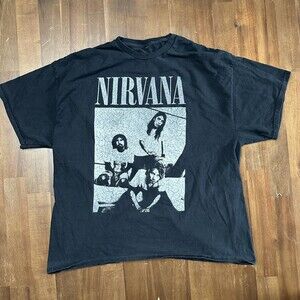 Nirvana Shirt Mens Extra Large Black Band Rock Music Graphic Cracked Print Tee
